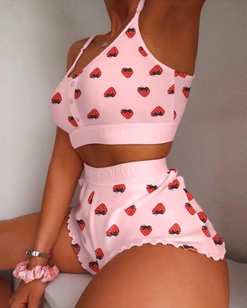 Casual Printed Comfortable Breathable Tank Top and Shorts Loungewear Set Main image