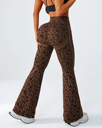 Women's Seamless Leopard Print High-Waisted Elastic Sports Yoga Pants