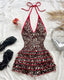 Women's Retro Leopard Print V-Neck Backless One-piece Swimsuit