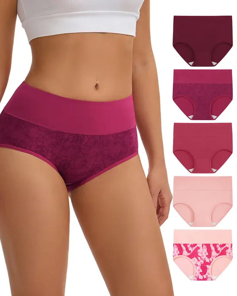 5-Pack Women's High-waisted Pure Cotton Soft Breathable Printed Panties Secondary image