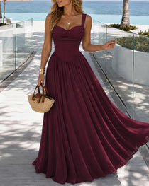 Women's Tight-fitting Corset Sleeveless Long Dress