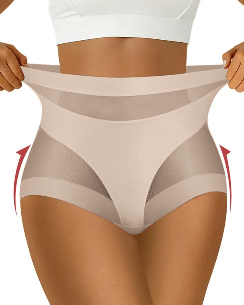 Women's High-Waisted Mesh Panel Elastic Breathable Seamless Invisible Panties Secondary image