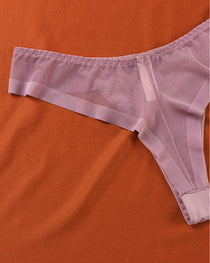 Sexy Ice Silk Nude Seamless See-Through Mesh Thong