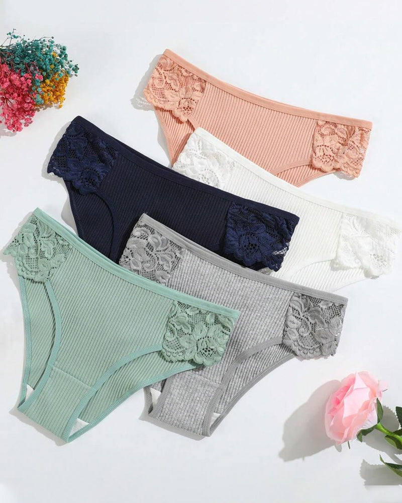 Women's Low Waist Lace Solid Color Breathable Briefs Main image
