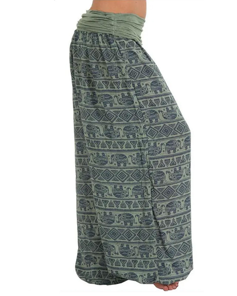 Casual Loose Retro Print Wide-leg Pants Secondary image