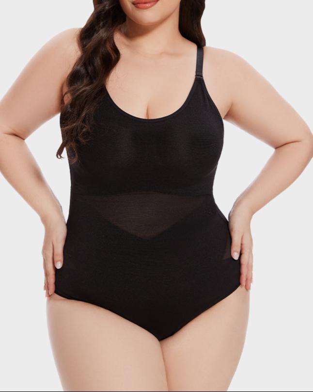 Criss-Cross Mesh Panel Sculpting Bodysuit Secondary image