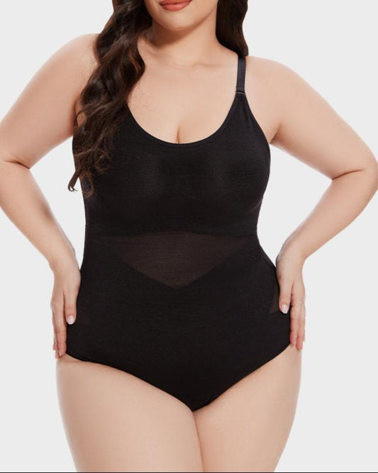 Criss-Cross Mesh Panel Sculpting Bodysuit