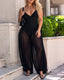 Sexy Halter Neck Backless Knitted See-through Mesh Jumpsuit