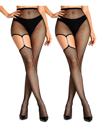 2 Pairs High Waist Silky Chain Cutout Pantyhose