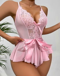 Bow-Tie Lace Backless See-Through Sexy Lingerie