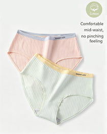 Multi-pack Pure Cotton Colorblock Ribbed Seamless Briefs