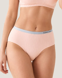 Multi-pack Pure Cotton Colorblock Ribbed Seamless Briefs
