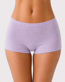 Multi-pack Plus Size High Waist Cotton Ribbed Boyshorts