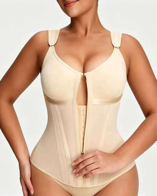 Women's Zipper and Hook Double Compression Seamless Wire-Free Shapewear