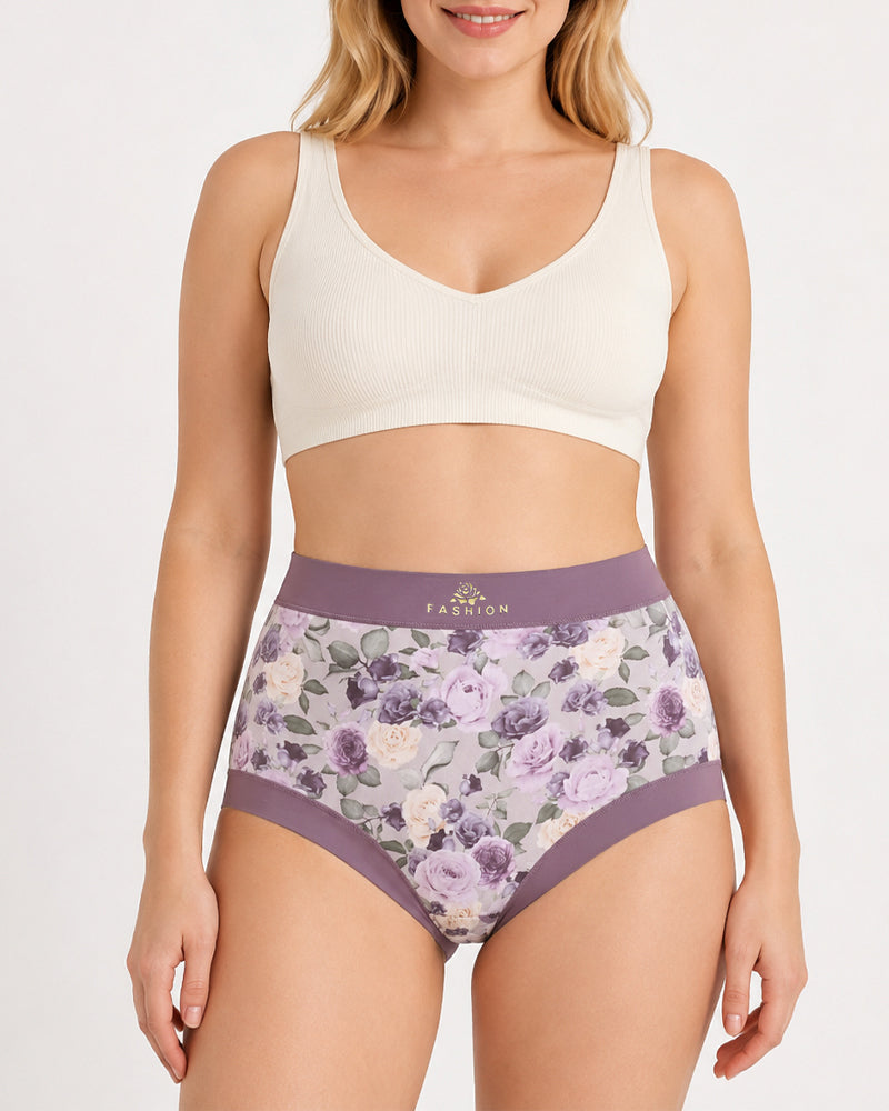 Multiple Packs High Waist Colorblock Floral Print Seamless Panties Main image