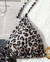 Retro Floral Leopard Print Beach Vacation Bikini