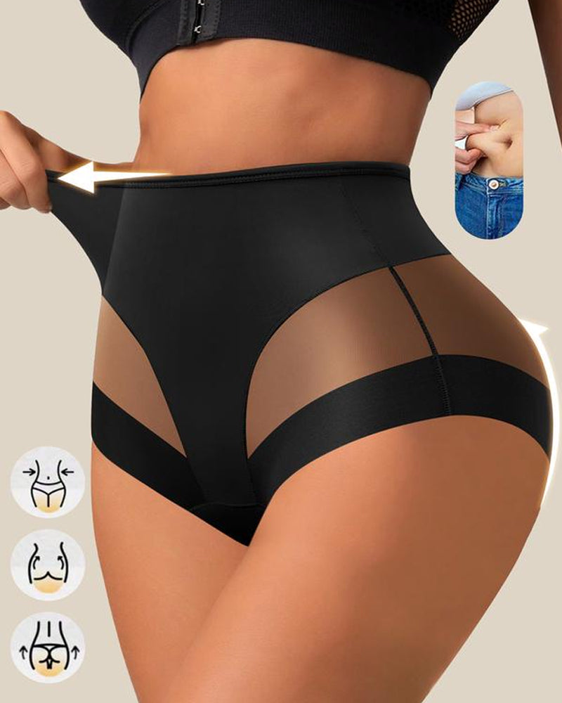 Sexy Stretchy Mesh Patchwork Tummy Control Butt Lifting Panties Main image