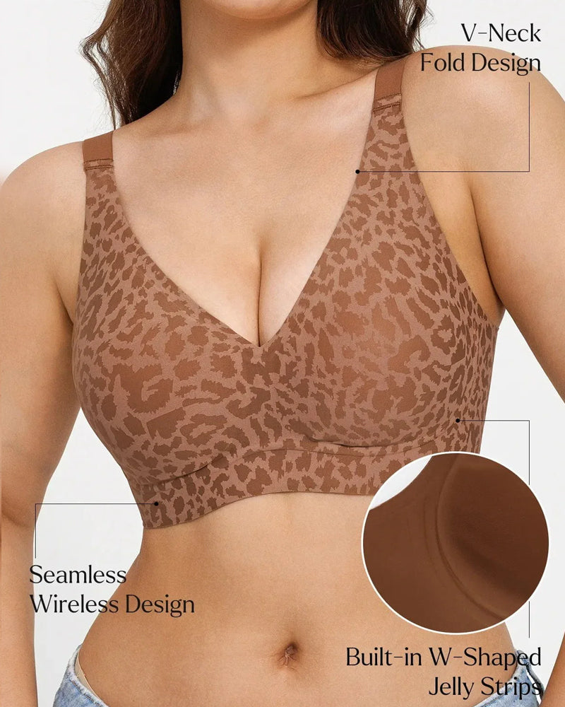 Leopard Print Wire-Free Comfortable Push-Up Seamless T-Shirt Bra Secondary image