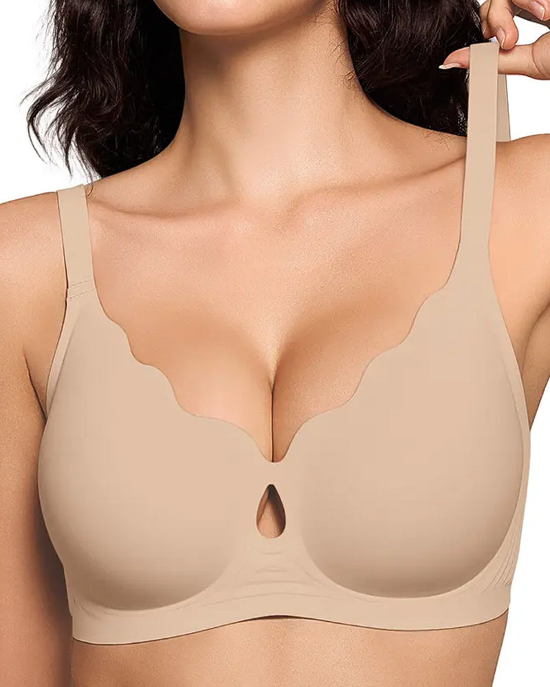 Women's Wire-Free Teardrop Hollow-Out Wave Seamless Push-Up Bra Main image