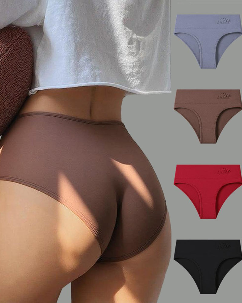 4-Pack Women's High-waisted Seamless Tummy Control Pure Cotton Thong Secondary image
