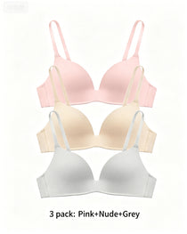 3-Pack Comfortable Wire-Free V-Neck T-Shirt Bra