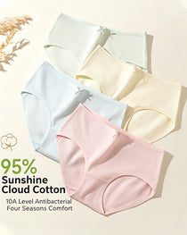Women's 10A Antibacterial Crotch Lined Cloud-Feel Cotton Comfortable Breathable Underwear
