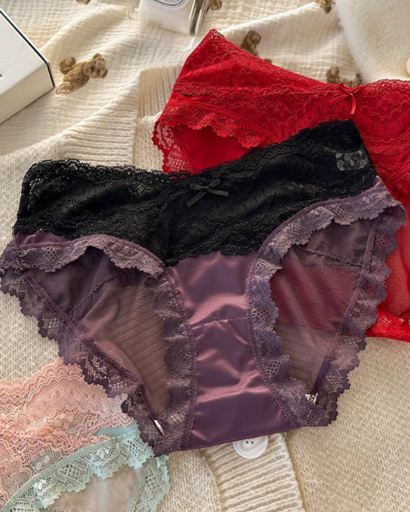Sexy Colorblock Lace Mesh Sheer Panties Main image