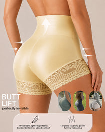 Three-Pack High Waist Tummy Control Lace Trim Briefs