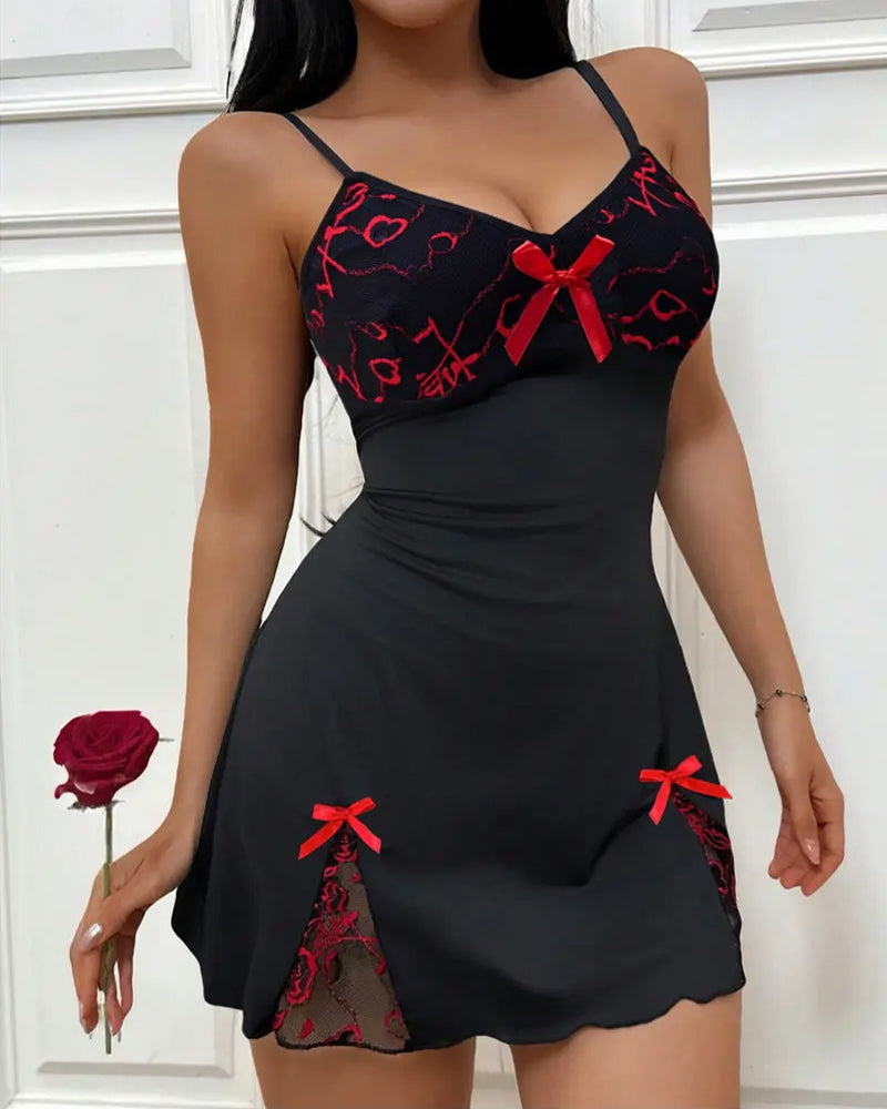 Women's Colorblock Floral Lace Bra Cup Soft High-elasticity Slip Nightgowns Main image