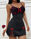 Women's Colorblock Floral Lace Bra Cup Soft High-elasticity Slip Nightgowns