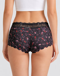 Six-Pack Seamless Ice Silk Lace Trim Print Boxer Briefs
