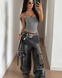 Sexy Low-cut Adjustable Strap Solid Color Stretch Vest
