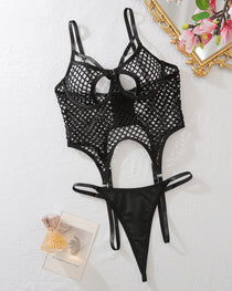Sexy Hollowed-out Fishnet See-through Slimming and Shaping Lingerie Set
