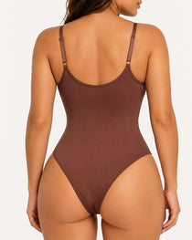 Women's Deep V Lace-Trimmed Tummy Control Seamless Bodysuit