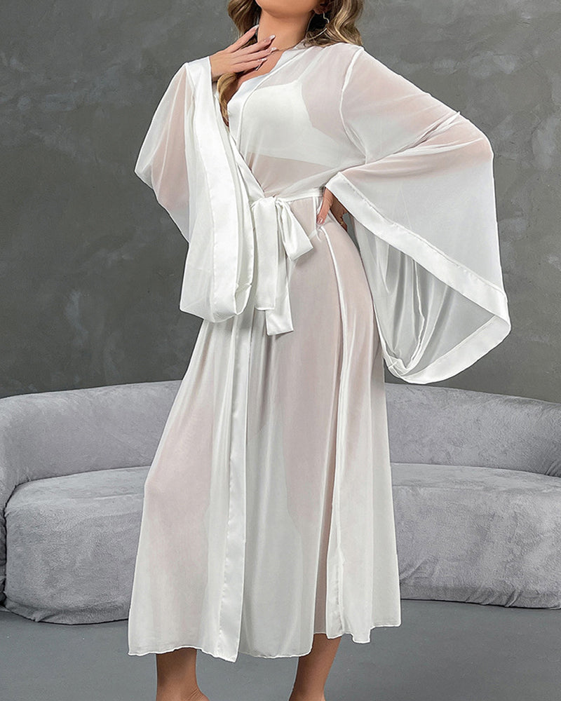 Sexy Mesh Tie-front Cardigan Home Robe Secondary image