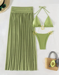 Beach Vacation Bikini Swimsuit and Long Skirt Set