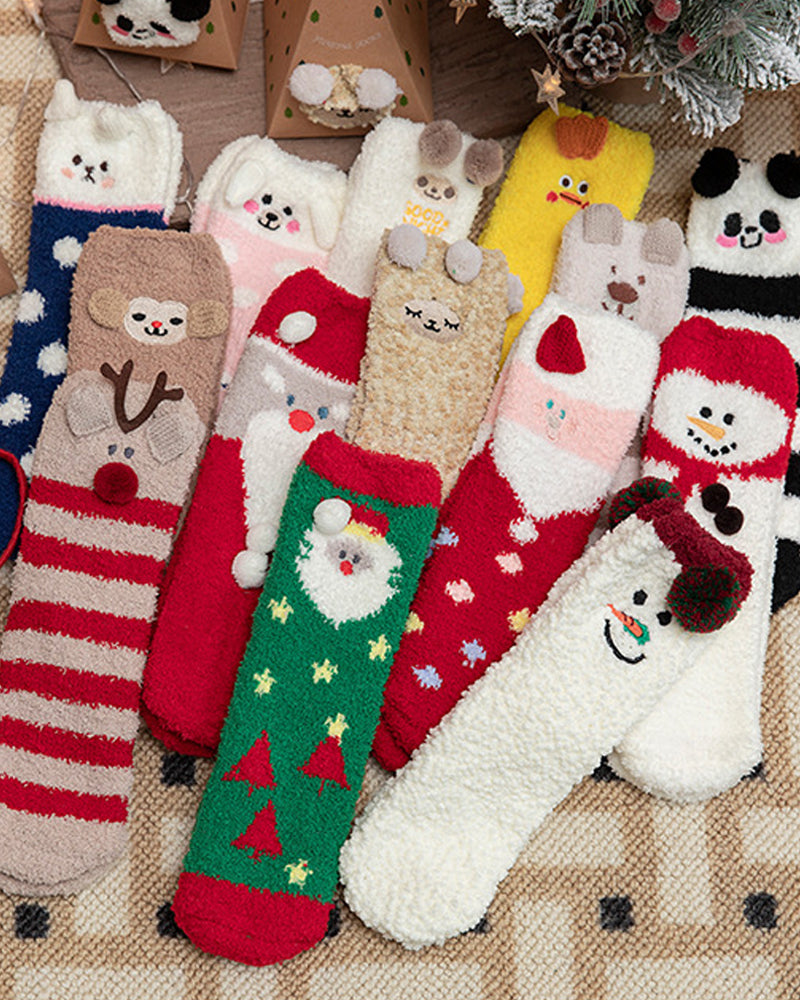 Christmas Coral Fleece Fun Print Warm Socks Secondary image