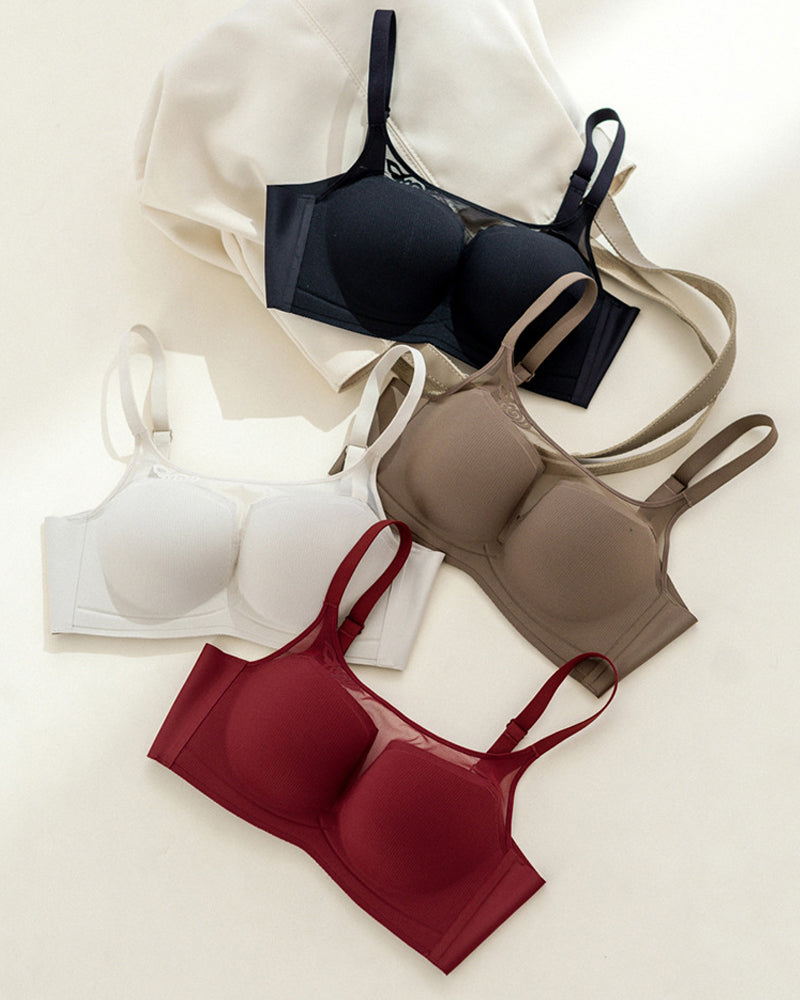 Seamless Push-up Anti-sagging Wire-free See-through Mesh Bra Main image
