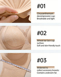 Casual Seamless Wavy Edge Wide Shoulder Straps Underwire Push-up Breathable Bra