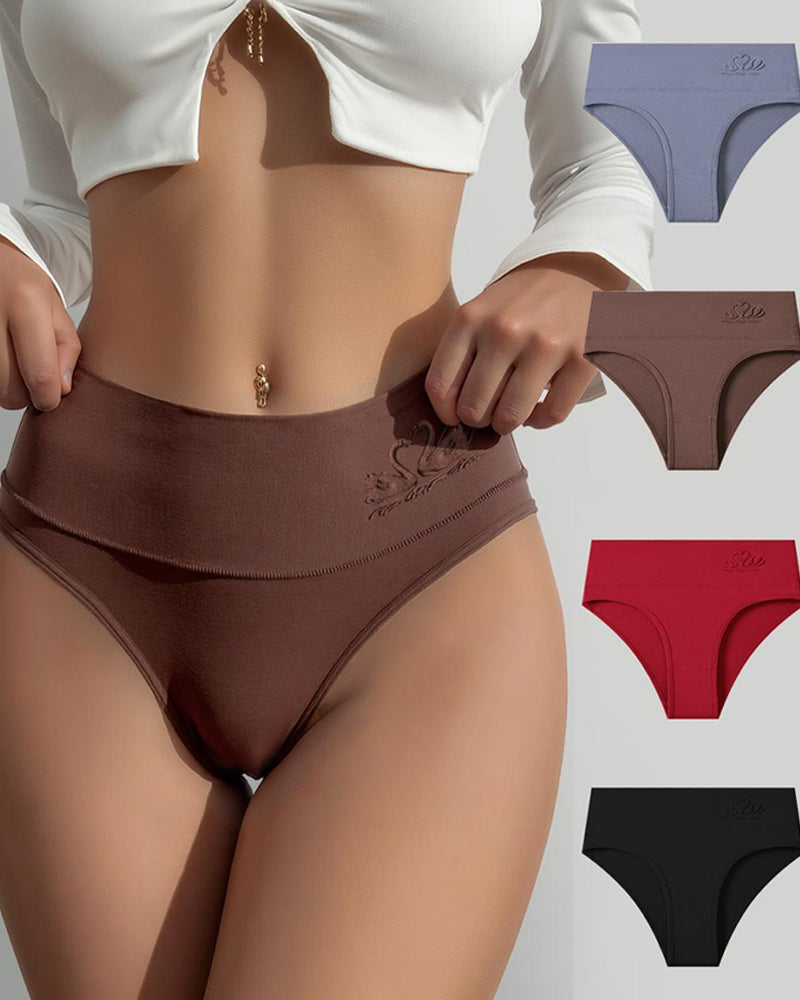 4-Pack Women's High-waisted Seamless Tummy Control Pure Cotton Thong Main image