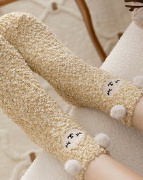 Christmas Coral Fleece Fun Print Warm Socks
