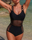 Fashion Sexy See-through Mesh Spliced stretch One-piece Swimsuit