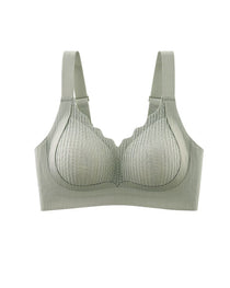 Casual Seamless Wavy Edge Wide Shoulder Straps Underwire Push-up Breathable Bra