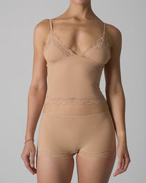 Sexy Skin-friendly Lace Trim V-neck Camisole and Boyshorts Underwear Set