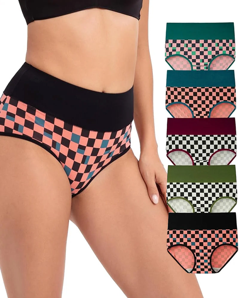 5-Pack Women's High-waisted Pure Cotton Soft Breathable Printed Panties Main image