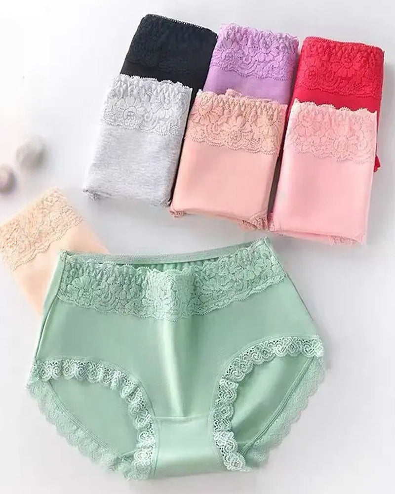 Women's Pure Cotton Breathable Skin-friendly Lace Trim Tummy Control Panties Secondary image