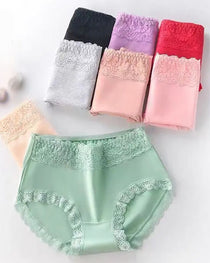 Women's Pure Cotton Breathable Skin-friendly Lace Trim Tummy Control Panties