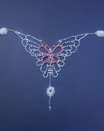 Sexy Butterfly Tassel Rhinestone Bra and Panty Body Chain Set