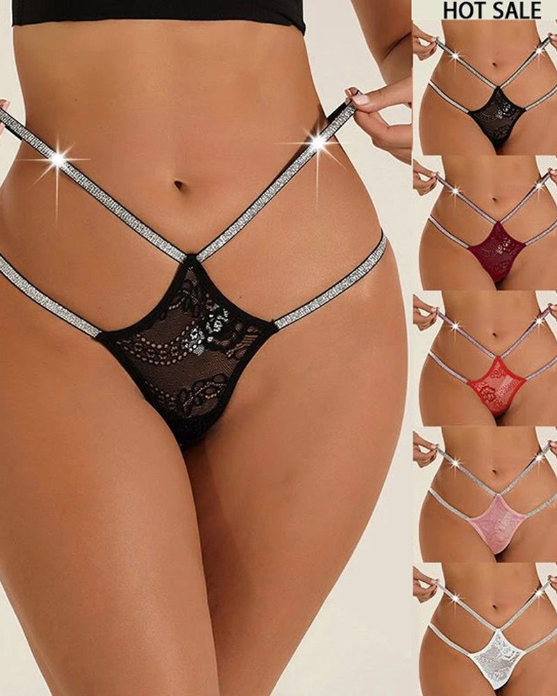 Sexy Lace Openwork Shiny Belt Low-rise Thong Main image