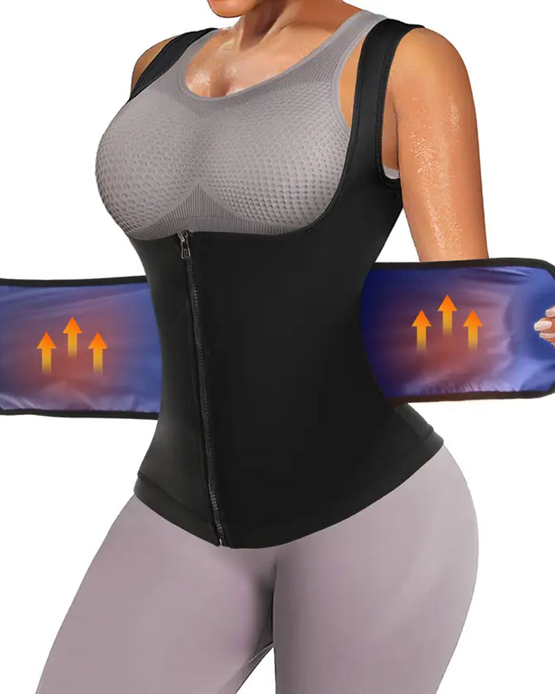 Women's Sweat-Inducing Adjustable Zipper Abdominal Shaping Sauna Waist Training Vest Main image